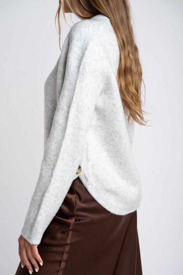 Sweater Botones Gris Melange