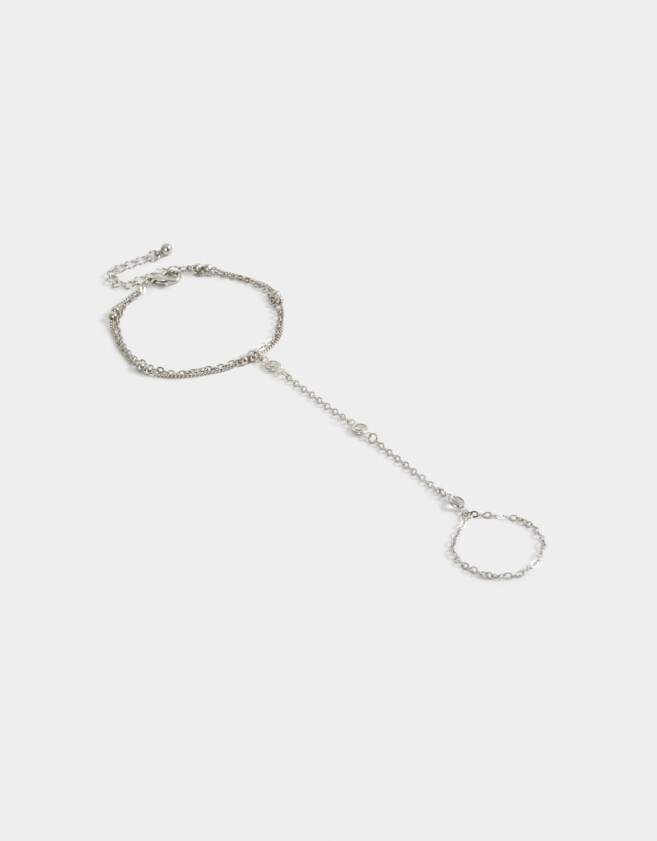 Pulseras Flexibles Pulsera Flexible Con Anillo Unido - Plateado