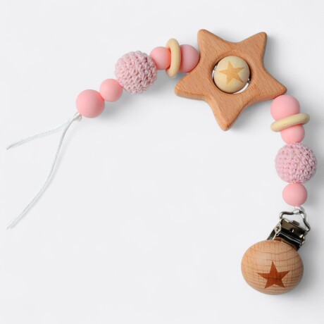 Cadena porta chupete estrella grande Rosa