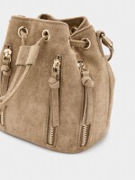 Bolso Bombonera Con Textura Y Cremalleras taupe