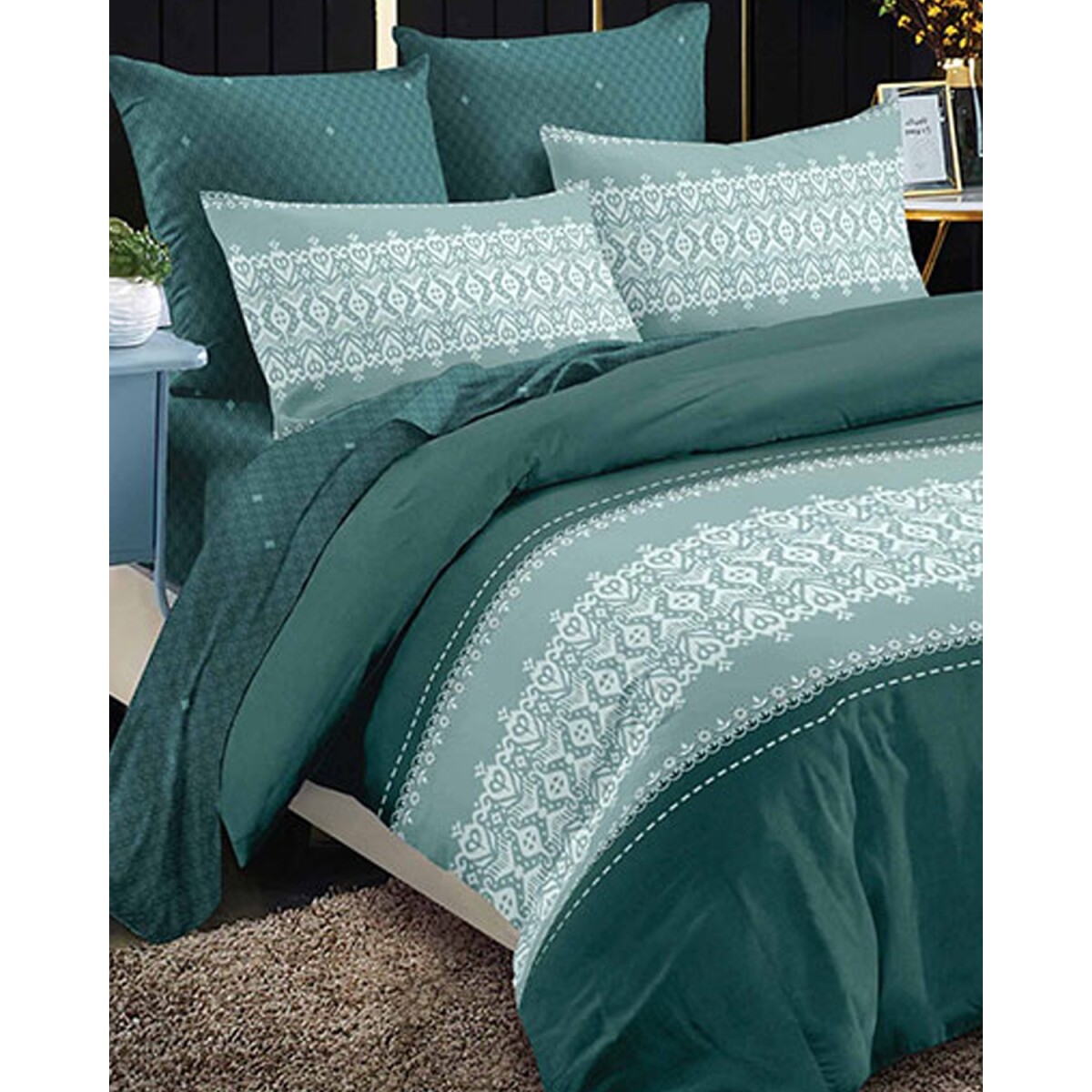 Juego de sábanas Cotton Flor Zyporah 2 plazas sommier 2.25 x 2.45mts - 282 