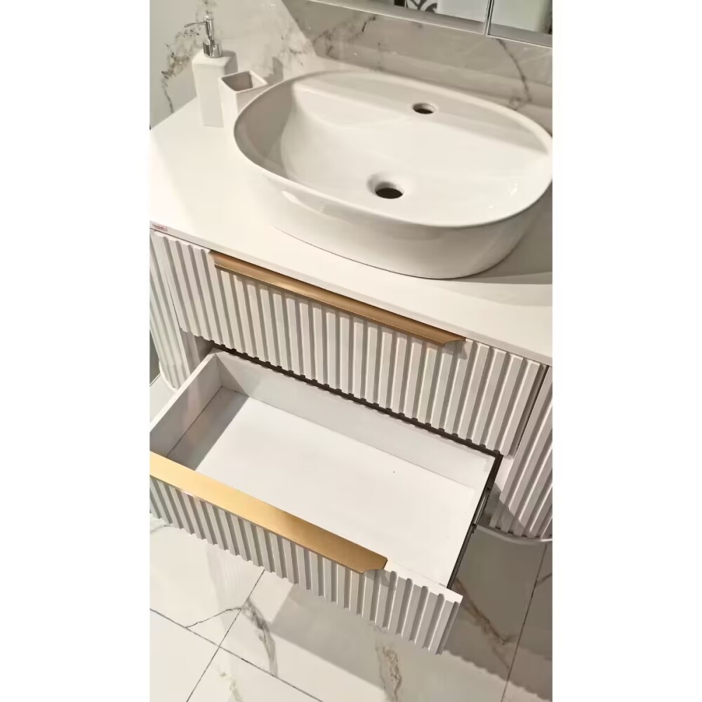 Mueble de baño Suspendido Alice Blanco 100cm sin bacha Mueble De Baño Suspendido Alice Blanco 100cm Sin Bacha