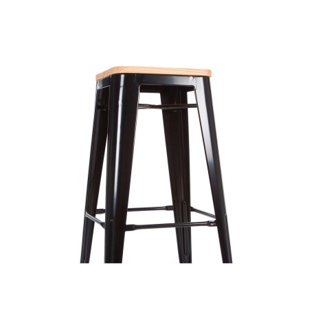 Taburete Tolix en metal y asiento de madera Negro