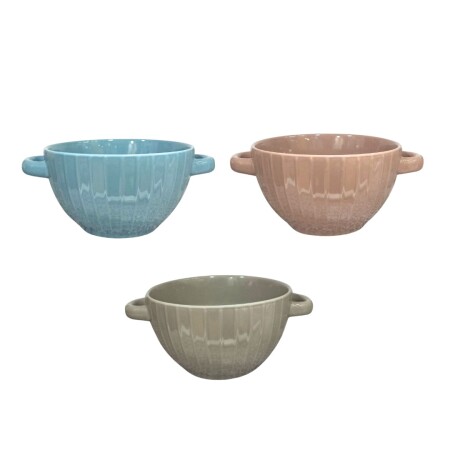 BOWL DE CERAMICA CON ASAS MULTICOLOR
