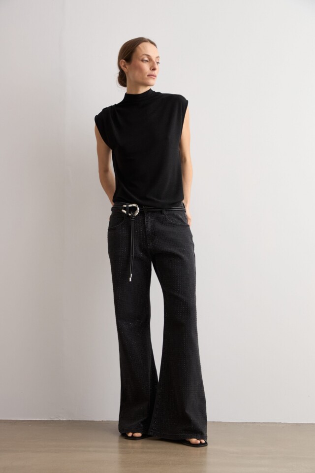 Jean wide leg Jade brillos negro