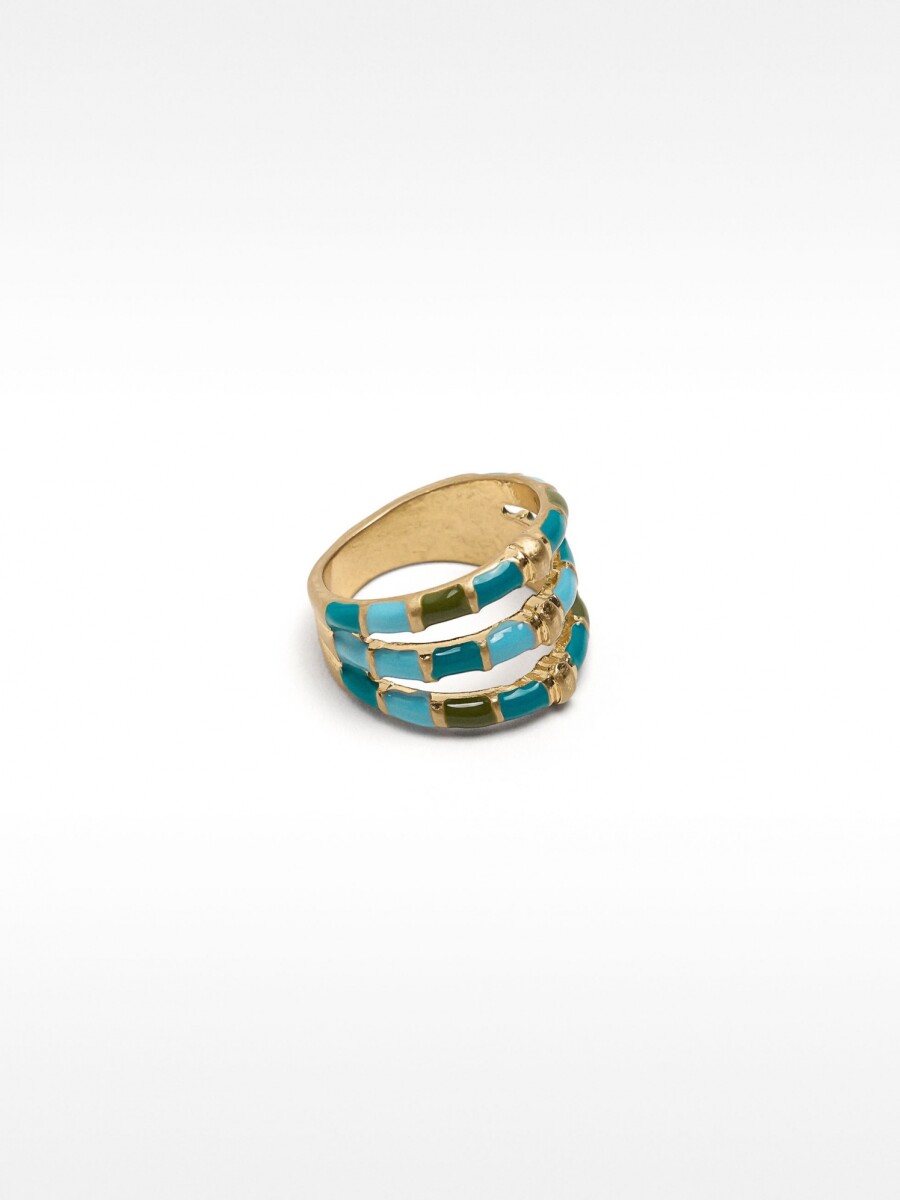 Anillo Efecto Triple Con Esmaltado multicolor