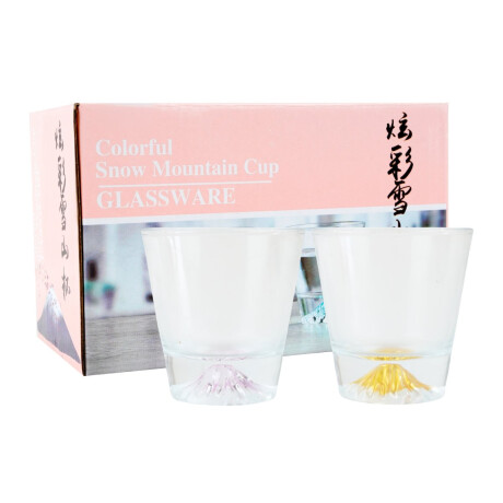 Set de 2 vasos de vidrio con diseño montaña Set de 2 vasos de vidrio con diseño montaña