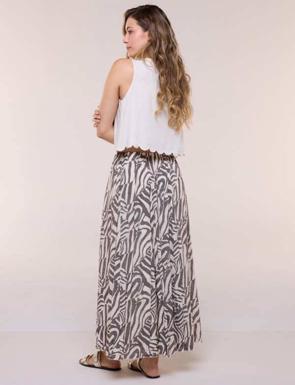 Falda Boho Con Cintura Elástica BEIGE/MULTI