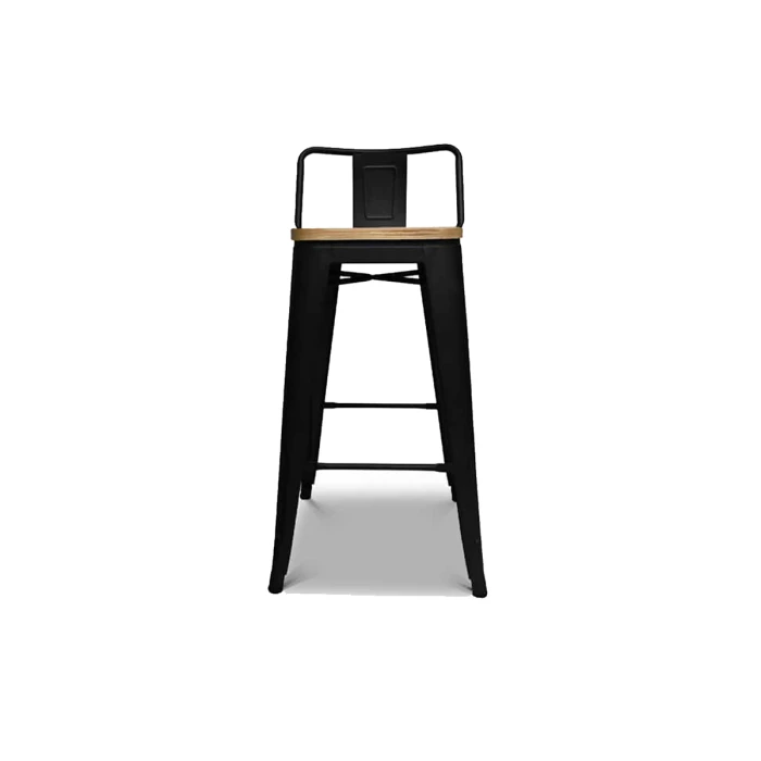 Banqueta Media Tolix Asiento de Madera Black