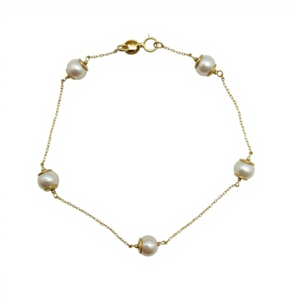 Pulsera Perlas-Oro bajo-Con Perla-PU8070 conpiedra