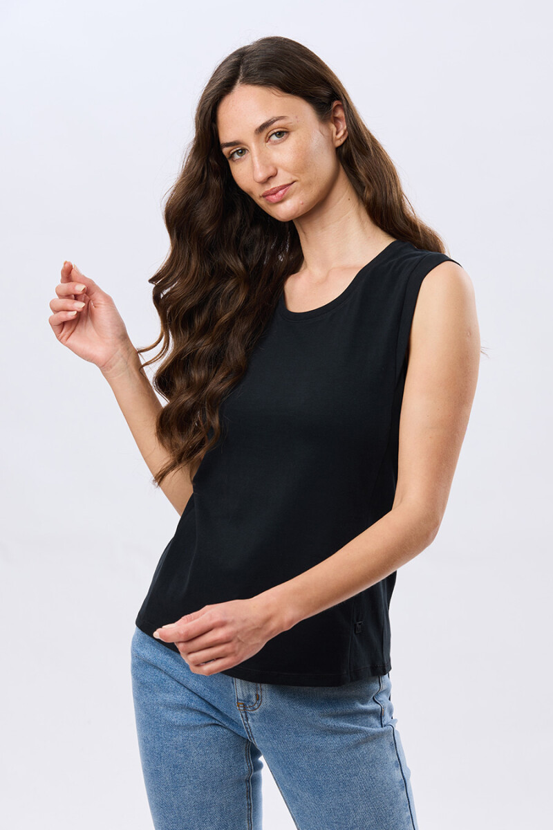 REMERA LISA DE ALGODÓN - Negro 