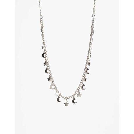 Collares Cortos Metal Estrellas Plateado Rodio