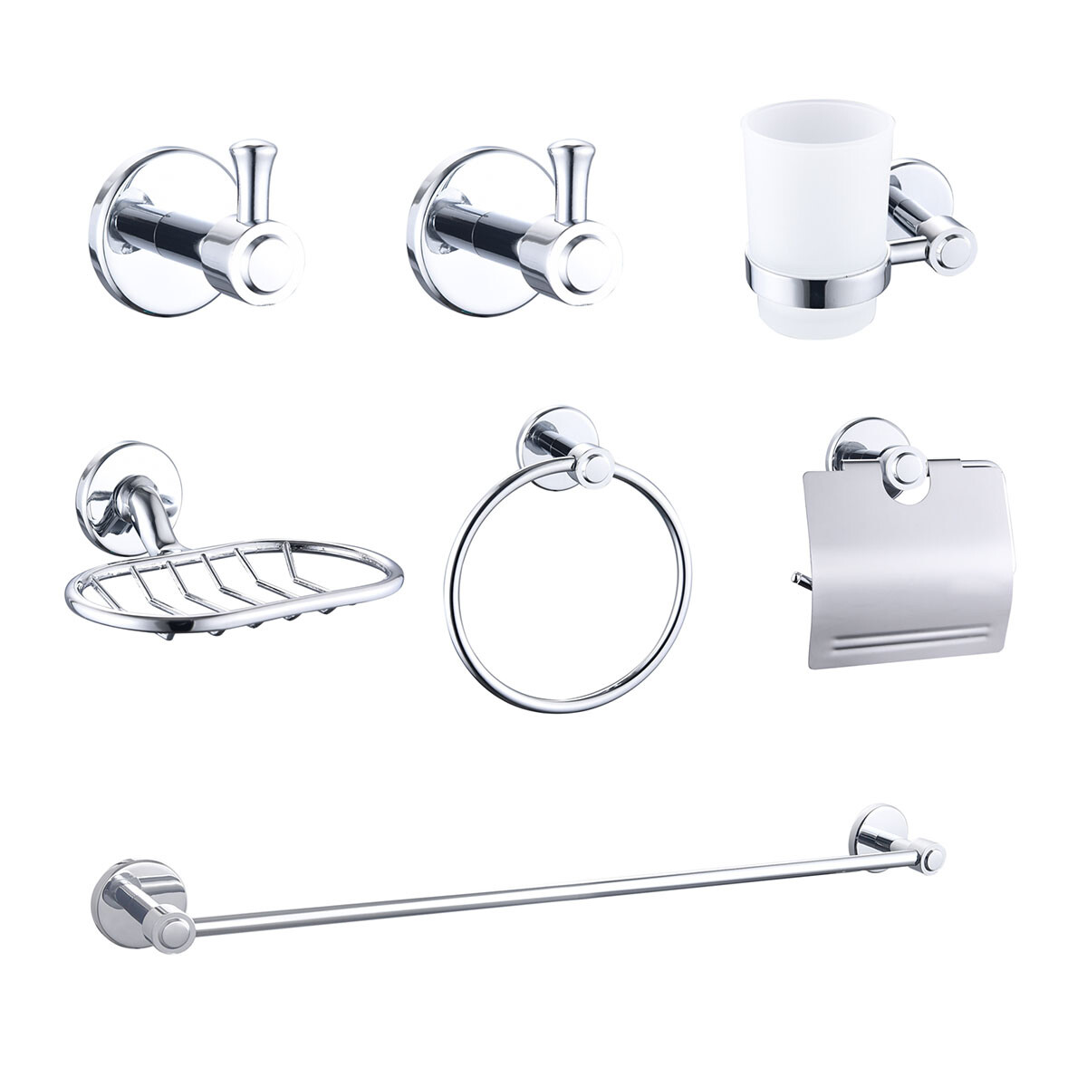 Set De Accesorios De Baño Zinc Cromados Redondo Brillo Cromo 