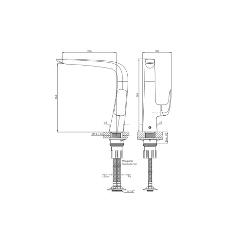 Griferia De Cocina Monocomando Linea Epuyen Fv CROMO