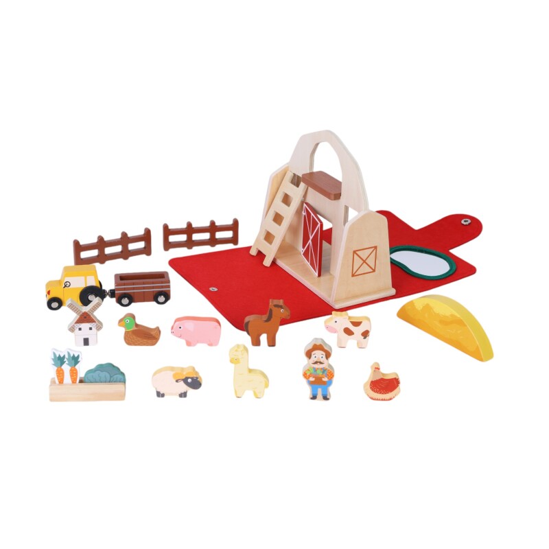 Juego Didactico de Madera de Granja con practico sistema para trasnporte Juego Didactico de Madera de Granja con practico sistema para trasnporte