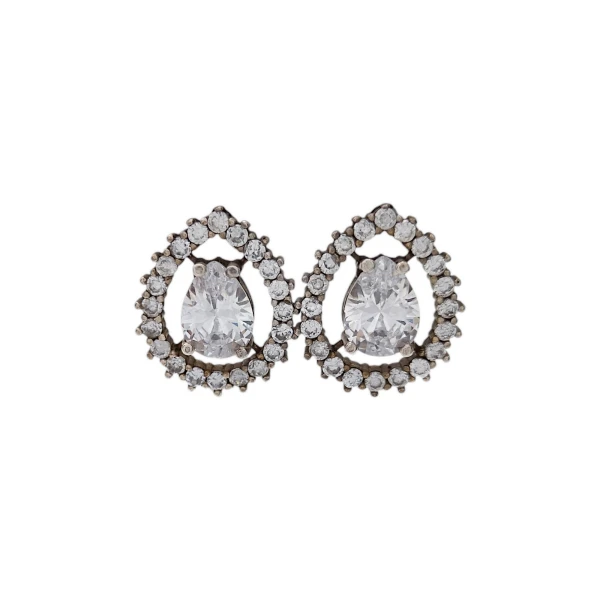 Caravanas Gotas-Plata 925-Piedra Zirconia-CA3007 conpiedra