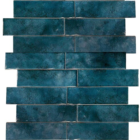Ceramica Tipo Brick Brillo 7.5X25Cm Pared Esmeralda GAMAS DE AZUL