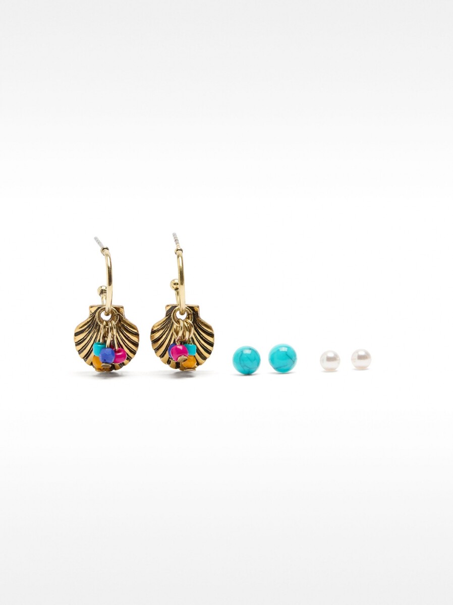 Set De Pendientes Con Piedra - multicolor 