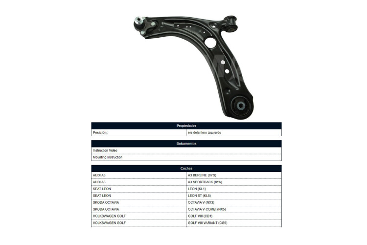 Parilla De Suspension Delantera Audi A3 13-18 Izq Parilla De Suspension Delantera Audi A3 13-18 Izq
