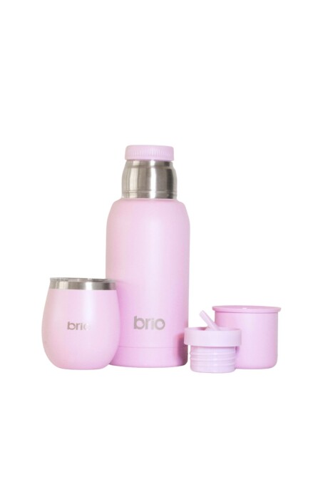 Set De Termo 750 Ml Y Mate Con Tapa brio Acero Inox Lavanda