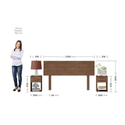 Combo Respaldo, 2 Mesas de Luz y Cómoda - MDP - Dakar Combo Respaldo, 2 Mesas de Luz y Cómoda - MDP - Dakar