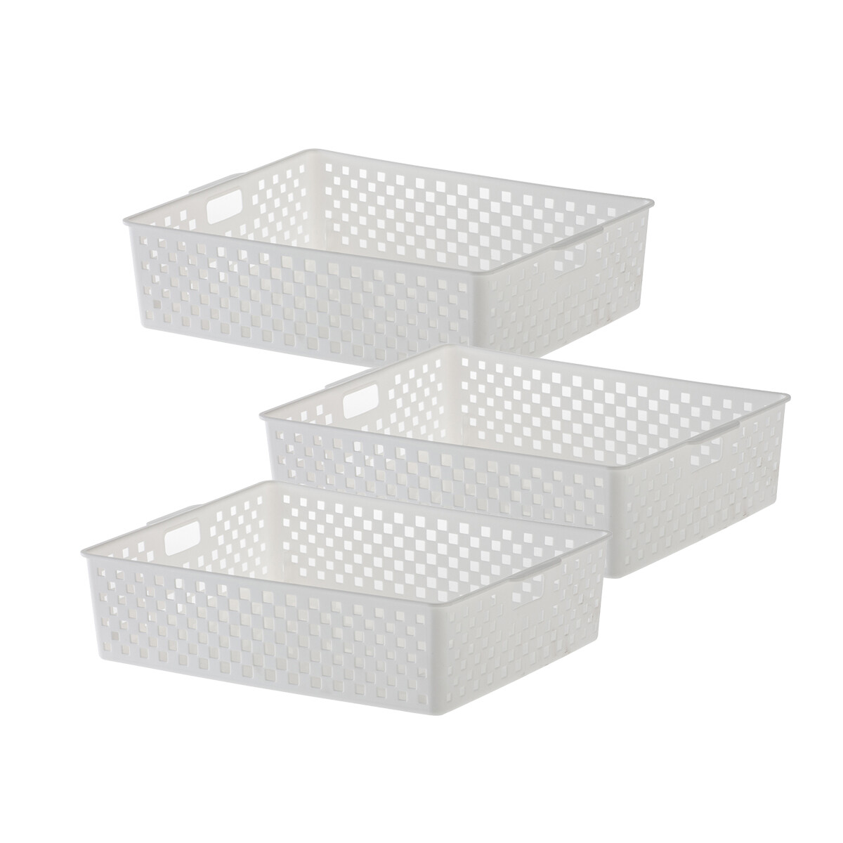 Set x3 Cesto organizador Quadratta calado G - BLANCO 