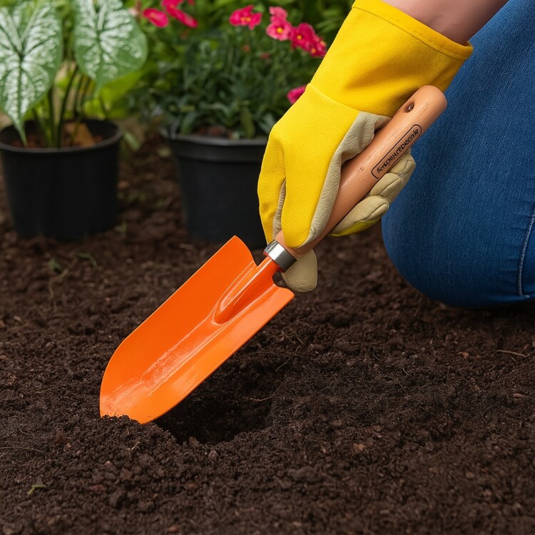 PALA DE JARDIN ANGOSTA CON MANGO 30CM TRAMONTINA NARANJA