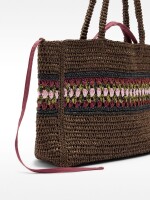 Bolso Shopper Efecto Rafia Con Detalle Trenzado marron