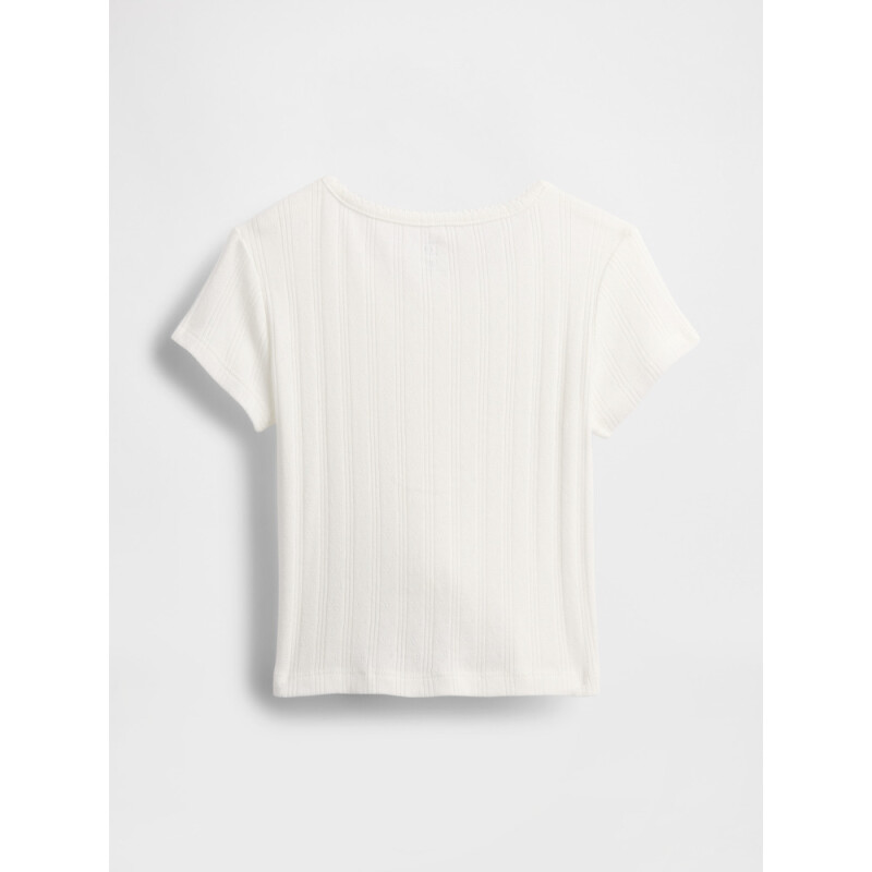 SS POINTELLE BTN FRNT TEE NEW OFF WHITE