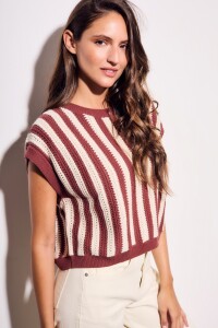 Chaleco Rayado Bordeaux