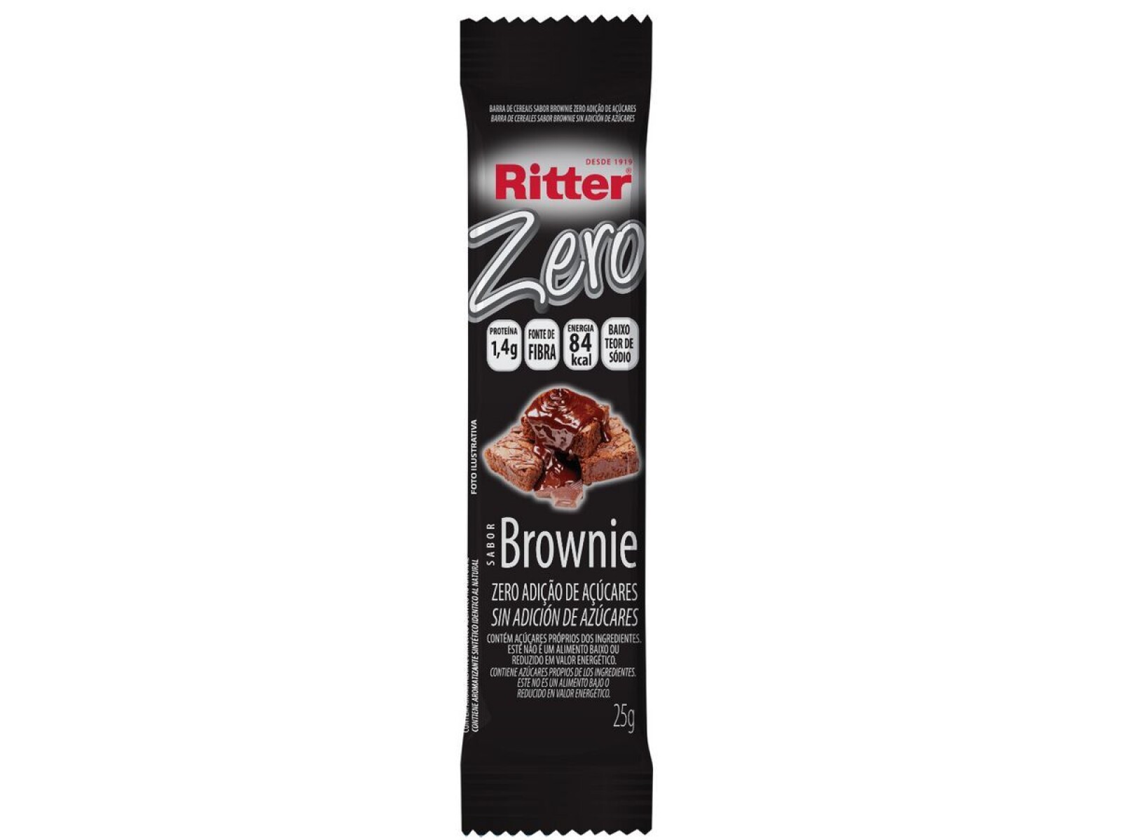 BARRA CEREAL RITTER 25G ZERO BROWNIE 