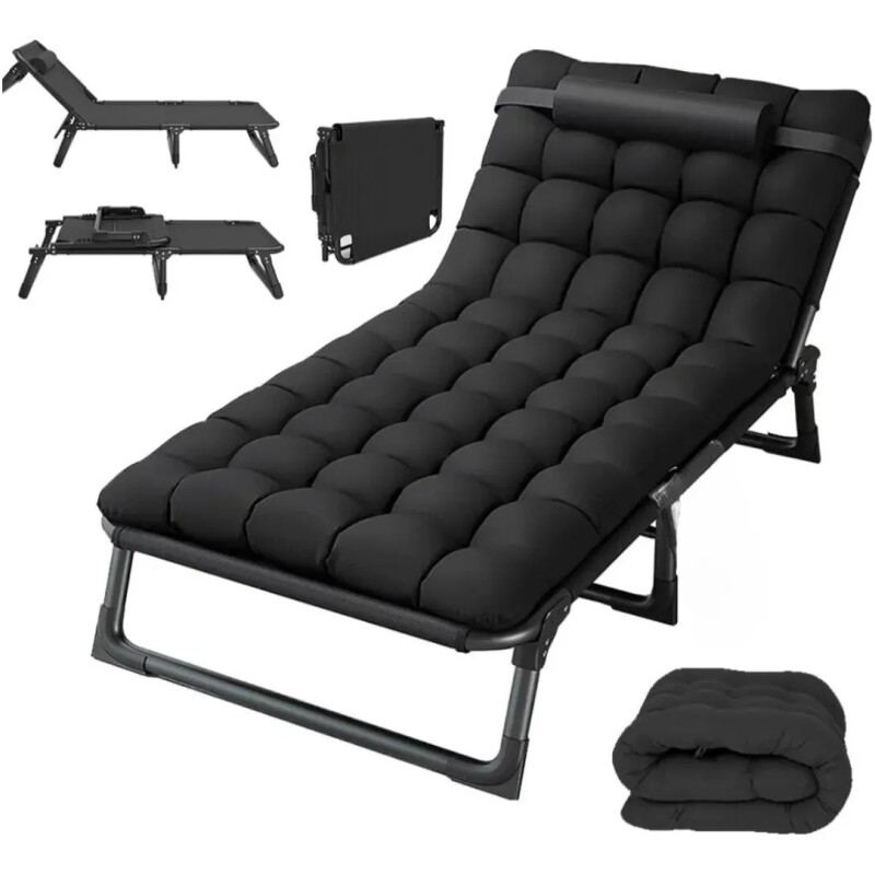 Catre Plegable con colchón NEGRO