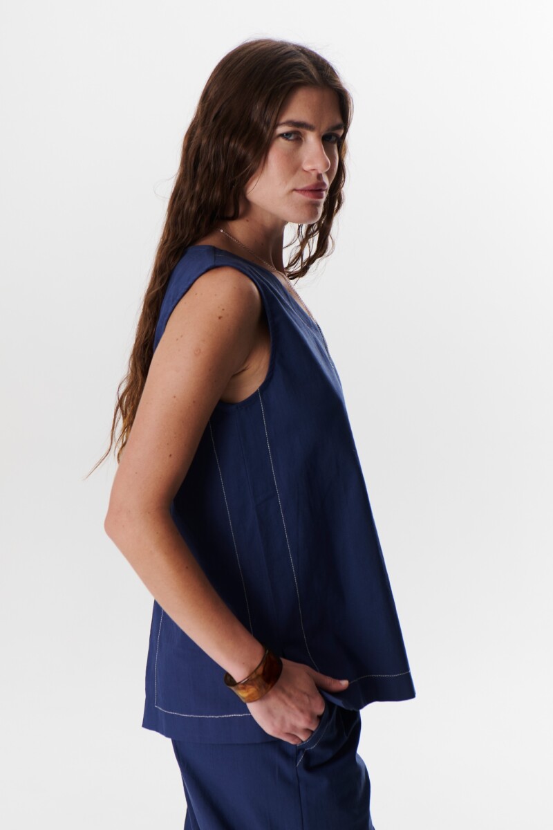TOP LINO STRECH AZUL