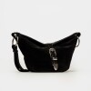 Bandolera Bambu en cuero gamuza Negro