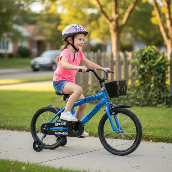Bicicleta Infantil Shengdi R16 Canasto Parrilla Guardabarros Azul 1