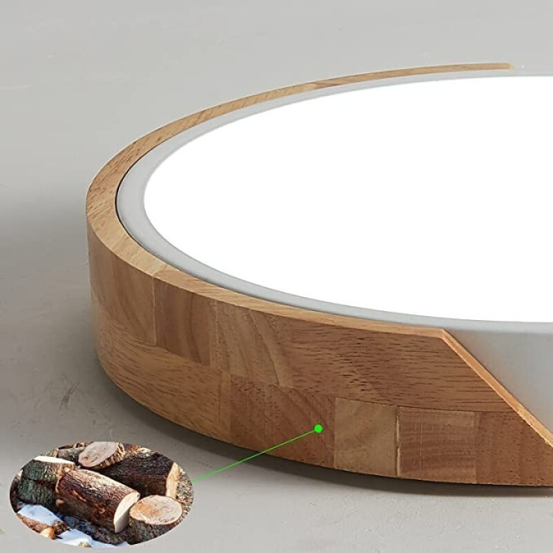 Luminaria Plafon Led Diám 40cm Metal Y Madera Varios Colores Blanco
