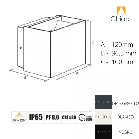 Spot aplique cubo led ángulo regulable 10w IP65 NEGRO