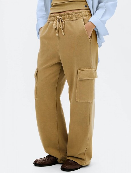 PANTALÓN ANCHO EN ALGODÓN MARRÓN