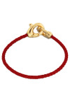 PULSERA DE CUERO ROJO CON MOSQUETÓN ENTRELAZADO BAÑADA EN ORO 18K Pulsera