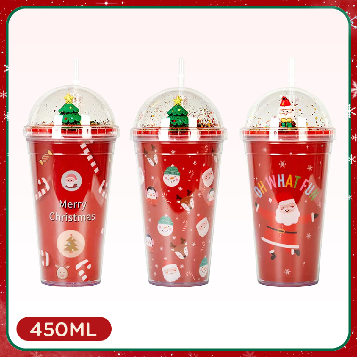 Vaso Navidad Con Sorbito #1 