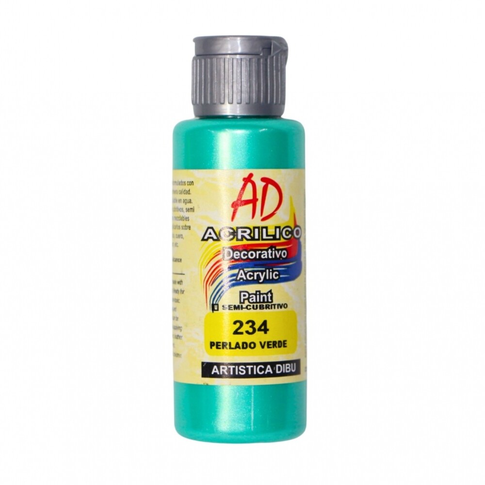 PINTURA ACRILICA ARTISTICA DIBU 60 ML. DIFERENTES COLORES COLOR PERLADO VERDE 234