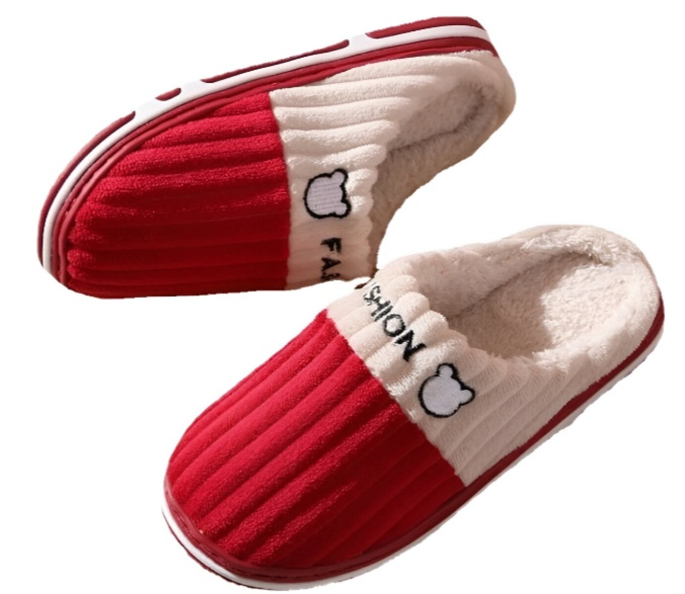Pantufla de Felpa Super Abrigadas Antideslizante Unisex - Rojo 