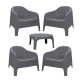 4 Sillones Skarpo + Mesa redonda Puket GRIS