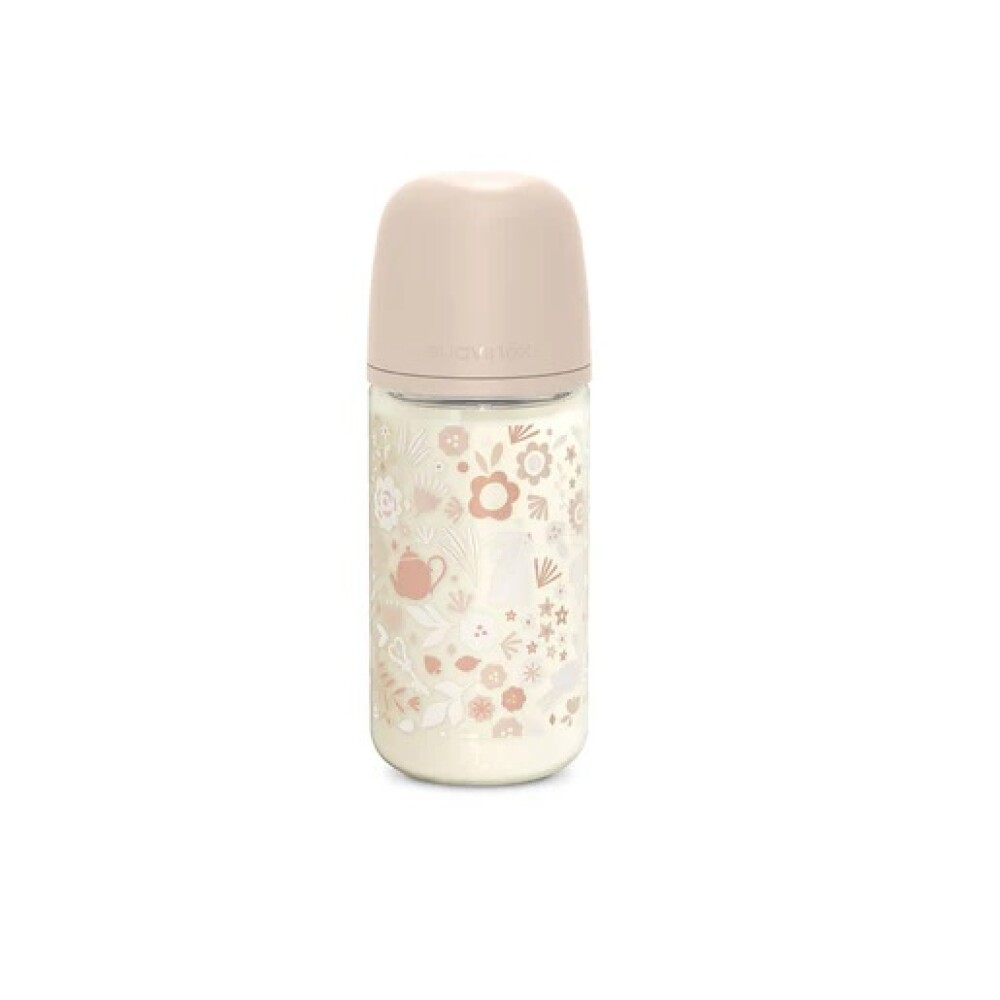 Biberon vidrio Wonder Suavinex 240 ml Flores ROSA
