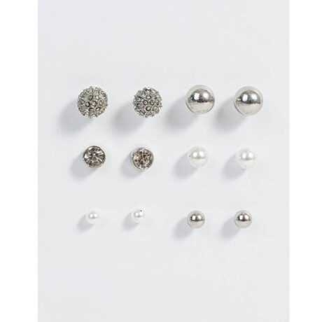 Set De Aros Con Strass Plateado