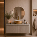 CONJUNTO DE BAÑO HABITARE MODELO SY1050-100 / MUEBLE + BACHA + ESPEJO CIRCULAR C/ LUZ LED Conjunto De Baño Habitare Modelo Sy1050-100 / Mueble + Bacha + Espejo Circular C/ Luz Led