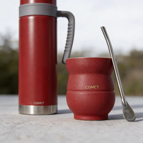 Set Termo 750ml con manija +mate 140ml +bombilla regalo Bordó