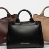 Cartera de Mano Anette Chica en Efecto Cuero Liso Negro