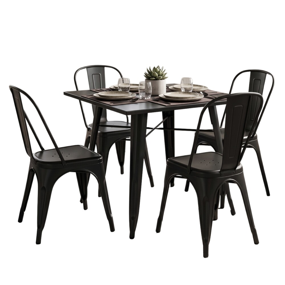 Juego de comedor 4 sillas tolix 70 Negro