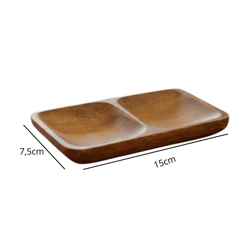 Copetinero 2 divisiones madera clara 15x7,5x2,5 cm MADERA